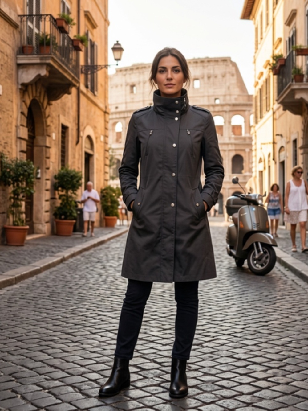 Armani Exchange Belted Collar Modern Trench Jacket